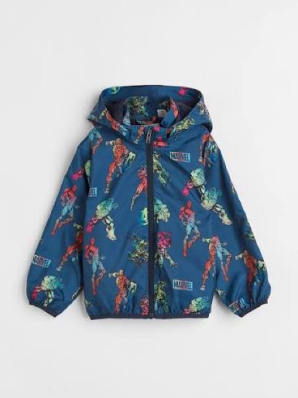 H&M Navy Marvel Superhero Hooded Rain Jacket